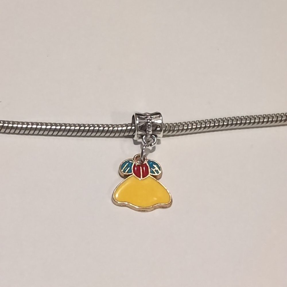 Silver Gold Princess Snow White Enamel‎ Dangle Charm for Pandora Style Bracelet